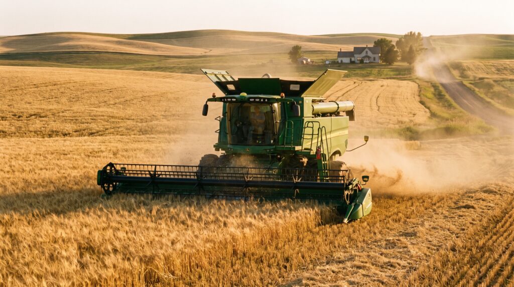 19 Record-Breaking Harvests From the Middle East (2026 Regional Harvest Guide) Combine harvester in a barley field