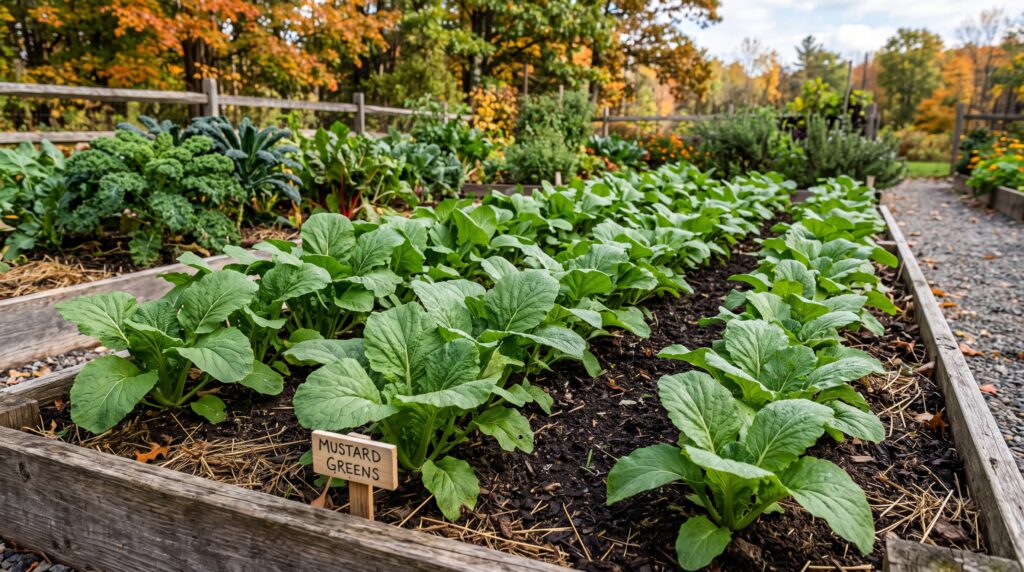 mustard greens in garden bed 2k 20260916135020
